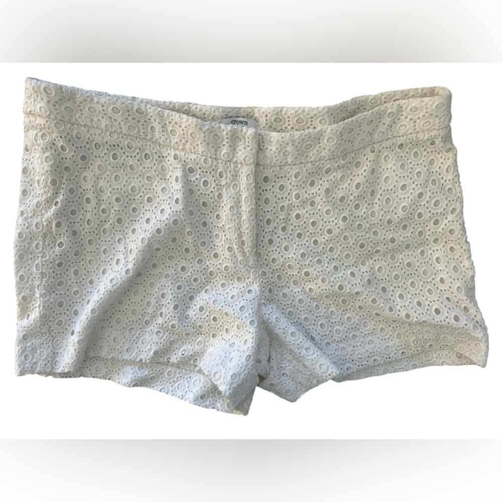 Crown & Ivy White Eyelet 100% Cotton Shorts NWOT